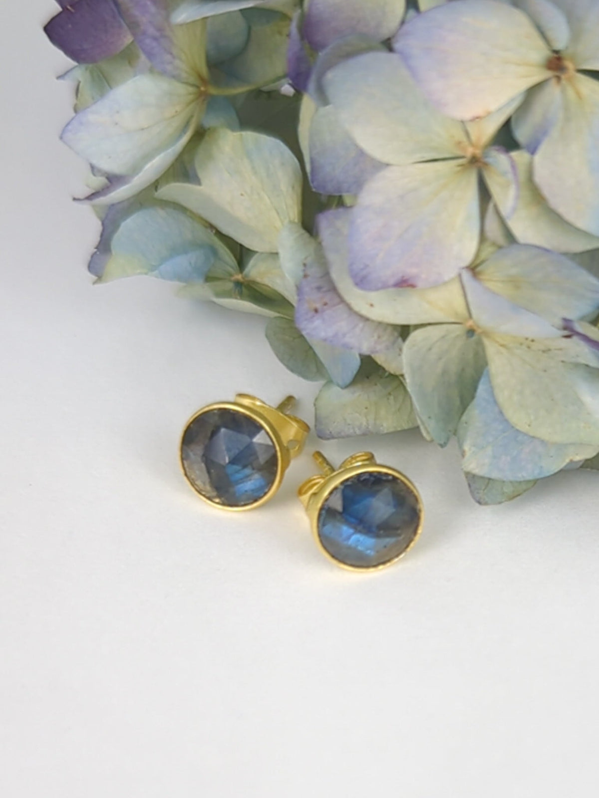 Pebble Stud Earrings - Gold — Select Your Gemstone