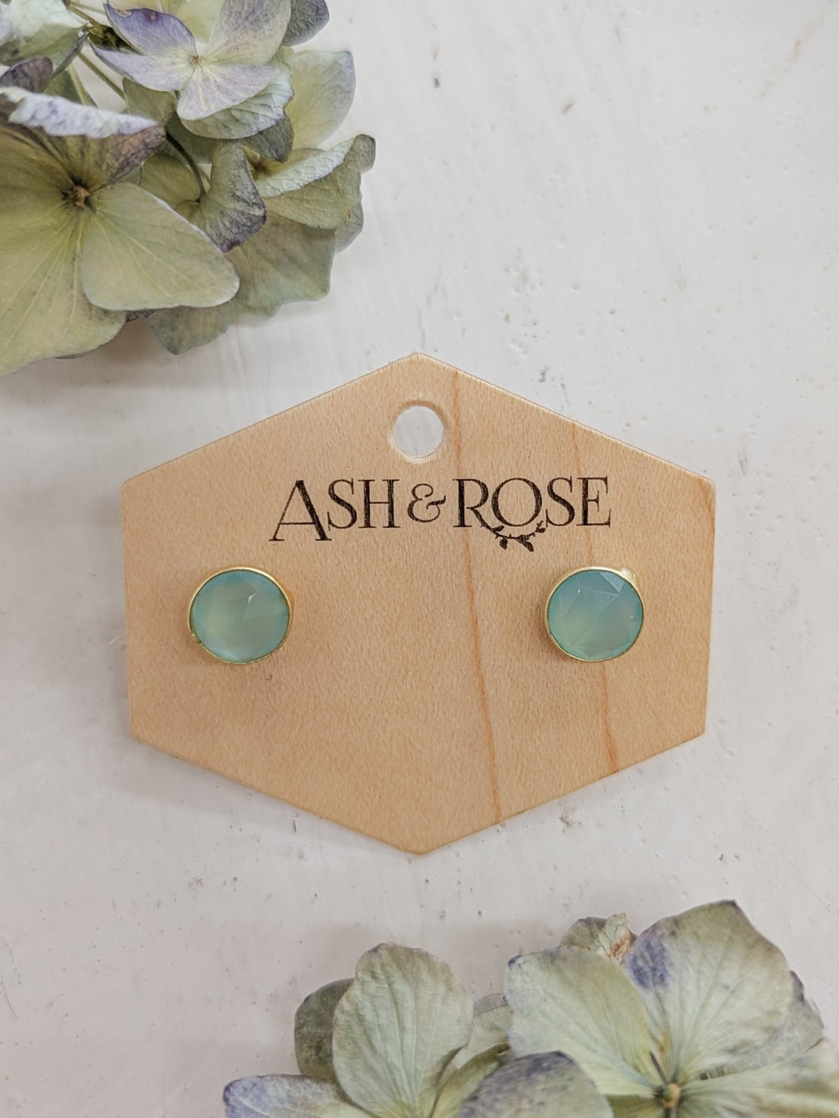 Pebble Stud Earrings - Gold — Select Your Gemstone