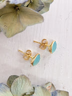 Pebble Stud Earrings - Gold — Select Your Gemstone