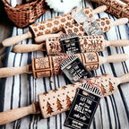 Handmade Wooden Embossed Christmas Rolling Pin Set — Select Your Style & Size
