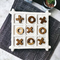 Faux Bamboo Ceramic & Acacia Wood Tic Tac Toe Game