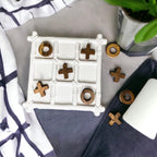 Faux Bamboo Ceramic & Acacia Wood Tic Tac Toe Game