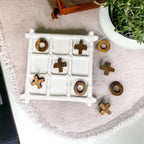 Faux Bamboo Ceramic & Acacia Wood Tic Tac Toe Game