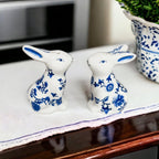 Hand Painted Blue Bunny Salt & Pepper Shakers