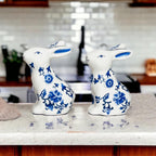 Hand Painted Blue Bunny Salt & Pepper Shakers