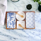 Chinoiserie Porcelain/Acacia Wood/Bamboo Tapas Serving Set