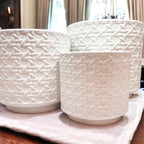Handmade Cane Webbing Pattern Ceramic Planter — Select Your Size