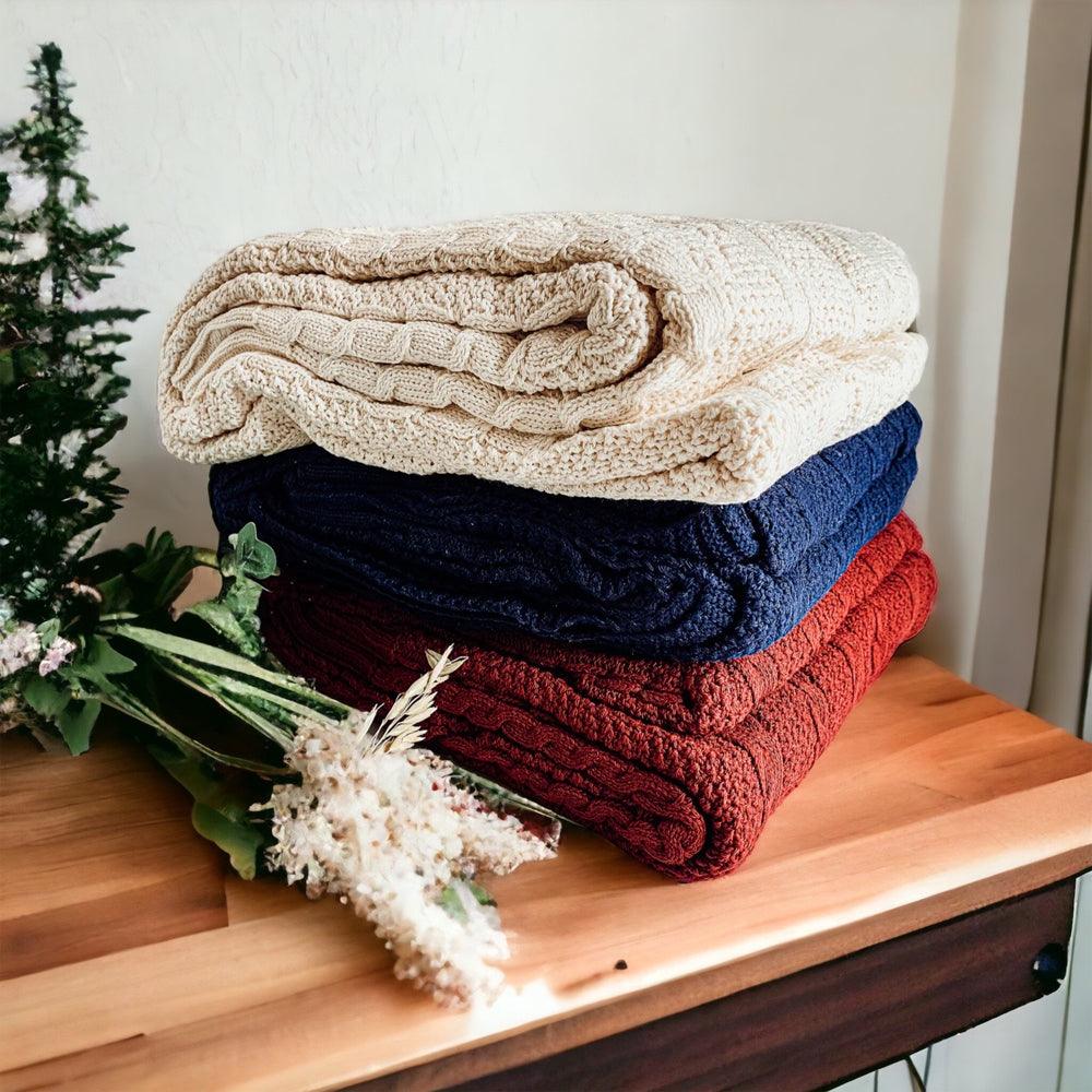 Claret Knit Sweater Throw Blanket — Select Your Color & Size