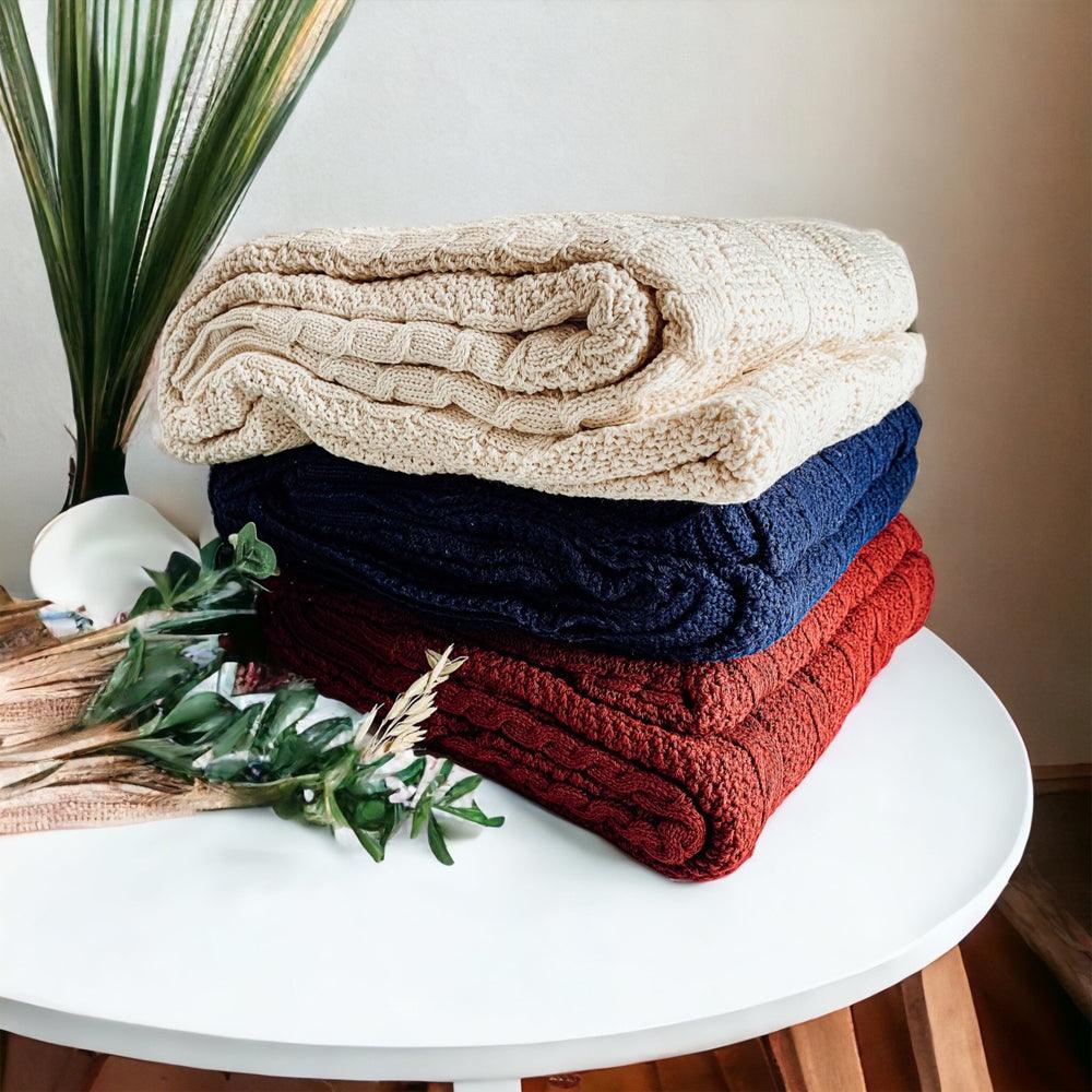 Claret Knit Sweater Throw Blanket — Select Your Color & Size