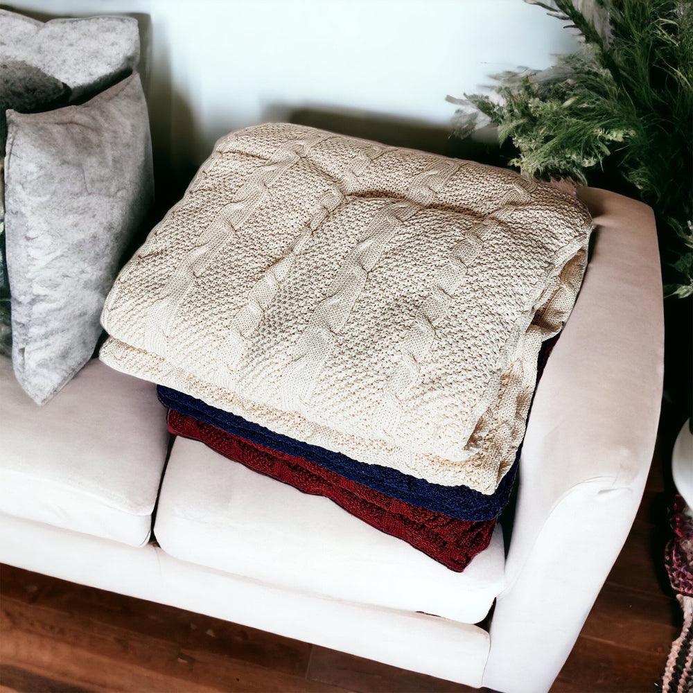 Claret Knit Sweater Throw Blanket — Select Your Color & Size