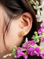 Tri Leaf Stud Earrings — Select Your Gemstone
