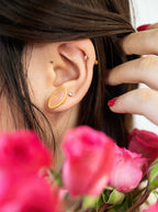 Mila Leaf Earrings - Gold — Select Your Gemstone