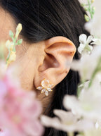Blooming Fan Studs — Select Your Gemstone