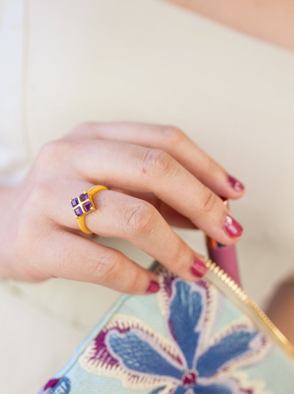 Faceted Amethyst Square Ring — Select Your Size