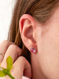 Pebble Stud Earrings - Silver — Select Your Gemstone