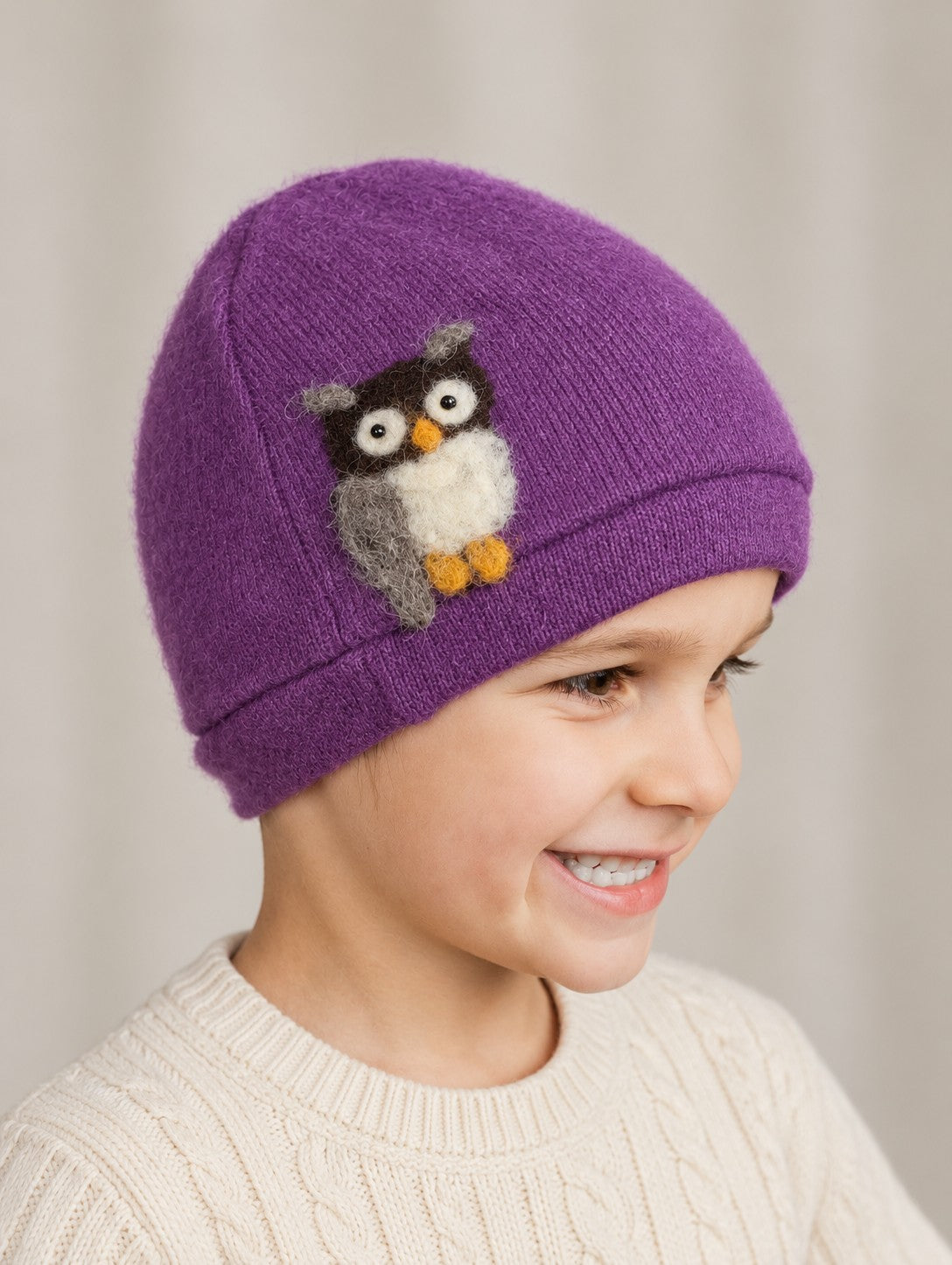 Owl Cashmere Hat - Child — Select Your Color