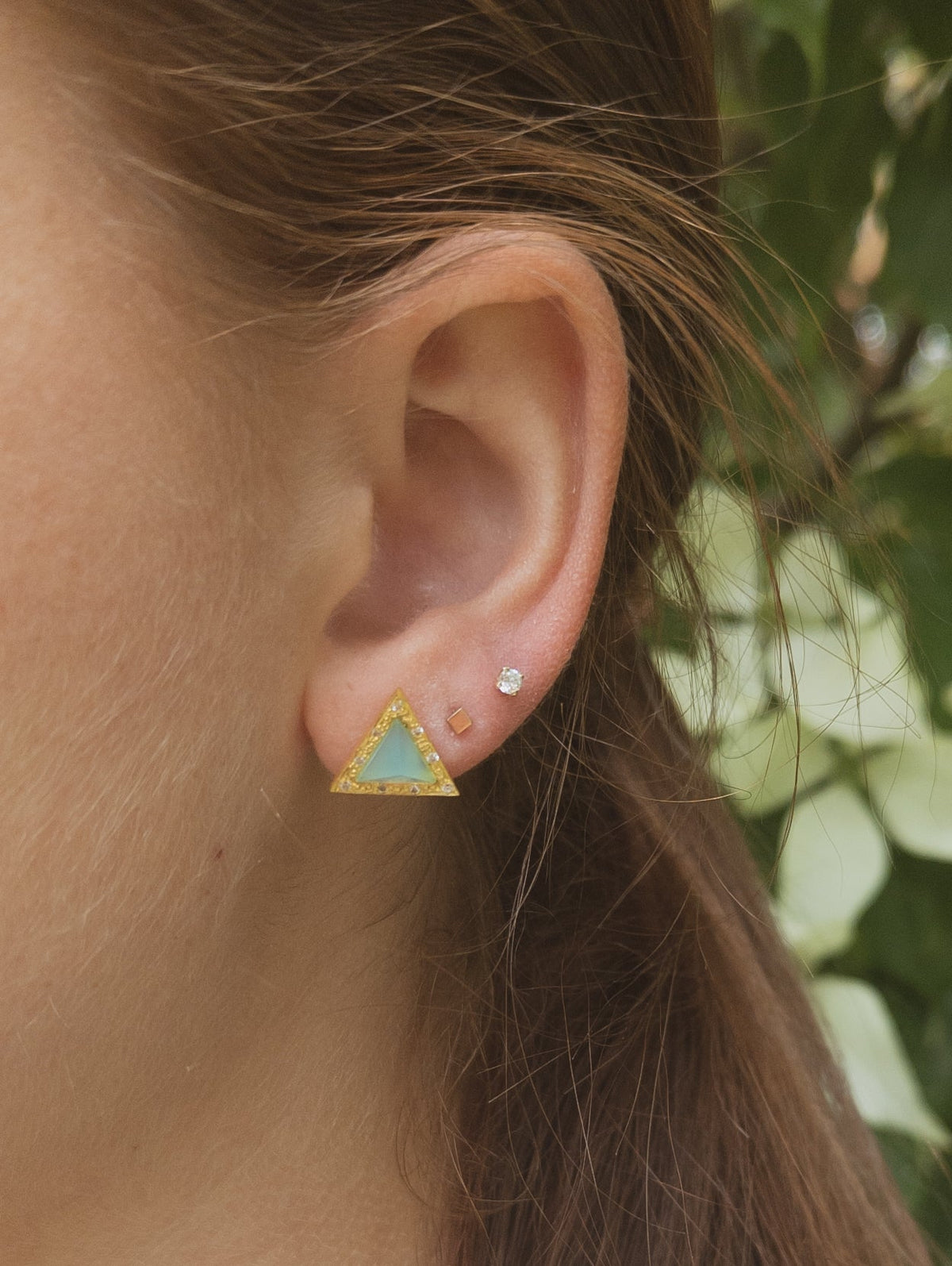 Pyramid Gem Stud Earrings — Select Your Gemstone