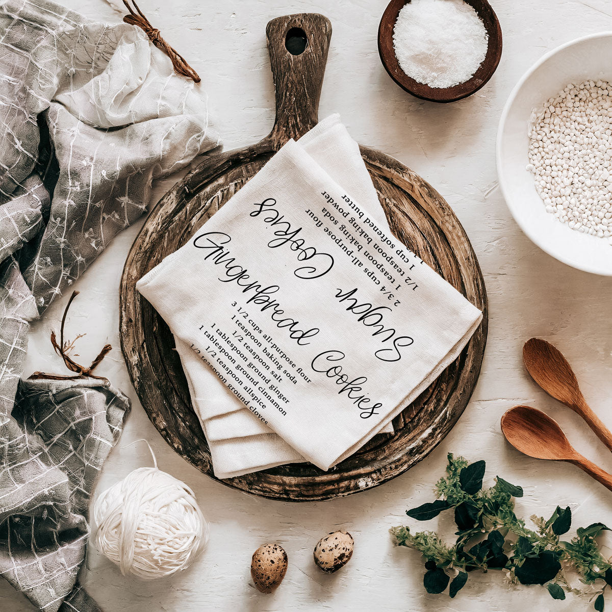 Gingerbread & Sugar Cookie Recipe Kitchen Towel