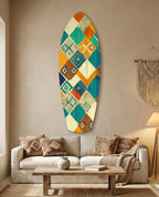 Geometric Diamond Surfboard Glass Wall Art