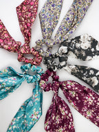 Black Floral Scarf Scrunchie