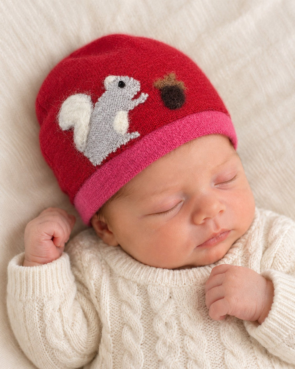 Squirrel Cashmere Hat - Newborn — Select Your Color