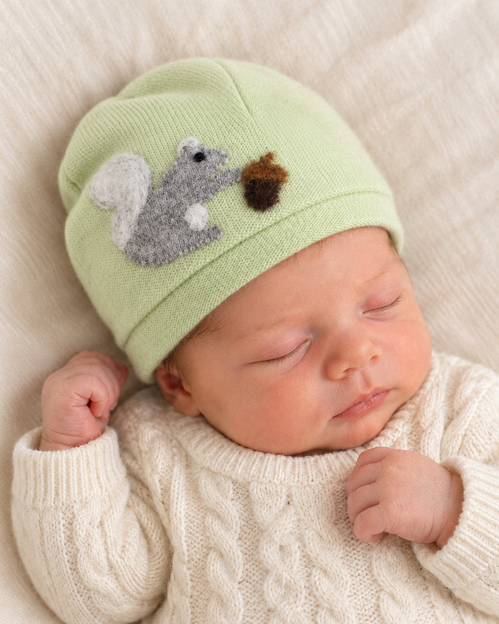Squirrel Cashmere Hat - Newborn — Select Your Color
