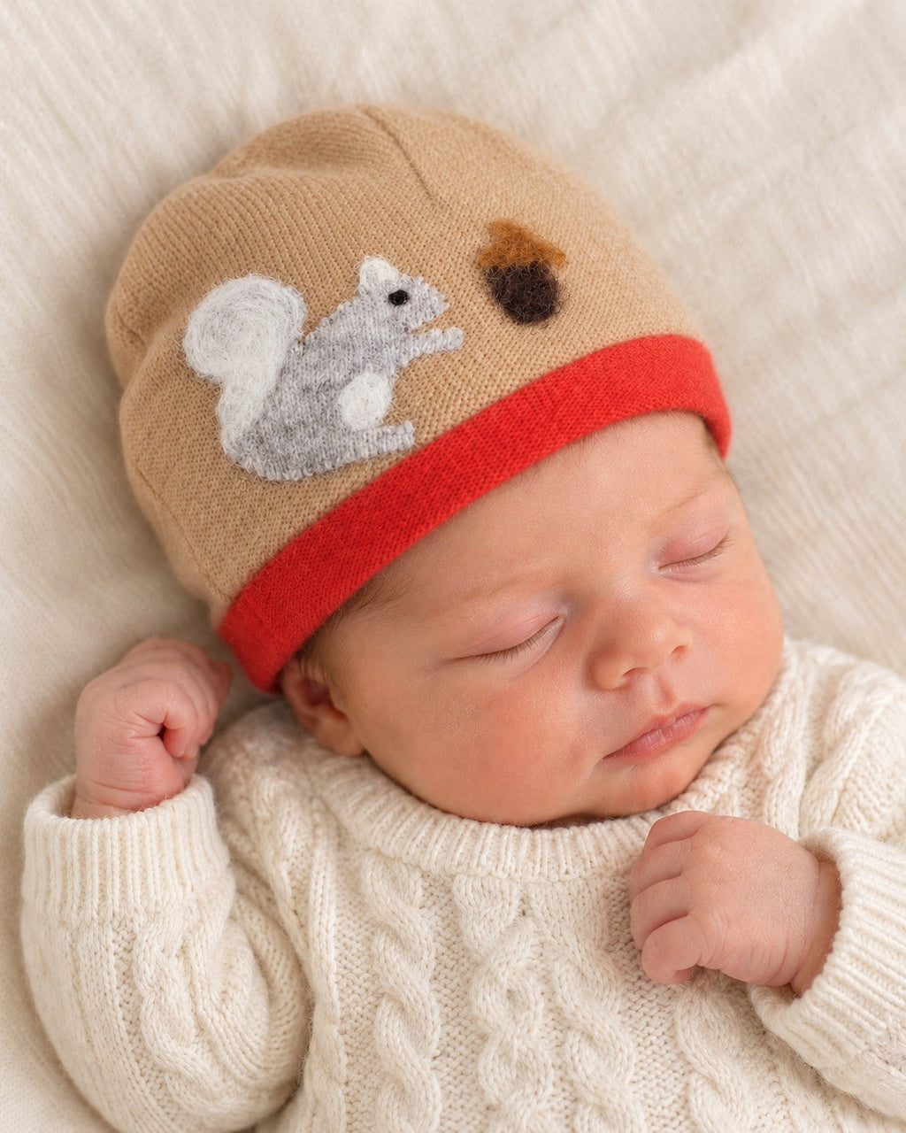 Squirrel Cashmere Hat - Newborn — Select Your Color