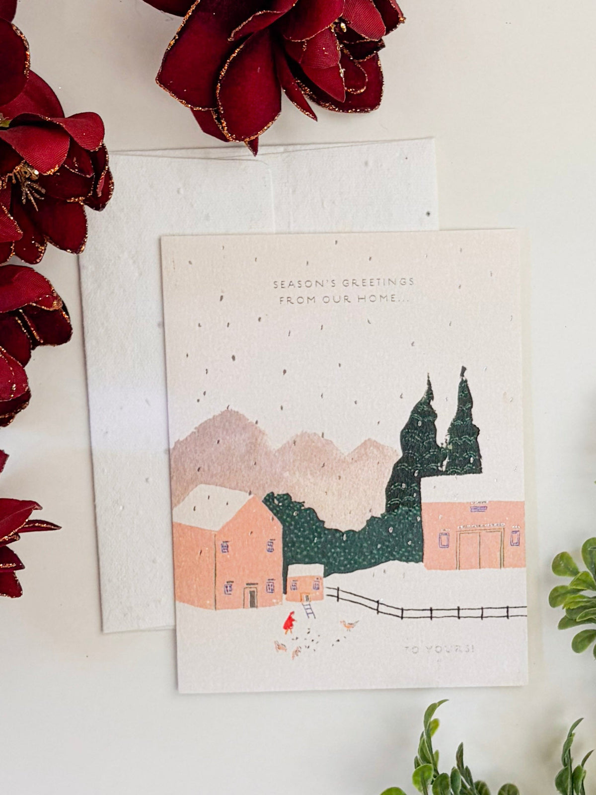 Snow Chickens - Seeded Holiday Card with PLANTABLE seed paper envelope