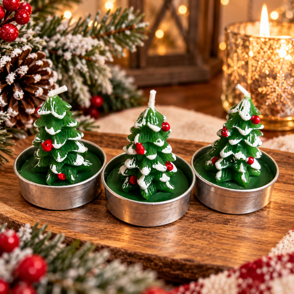 Mini Tree Shaped Unscented Candles - 3 pack