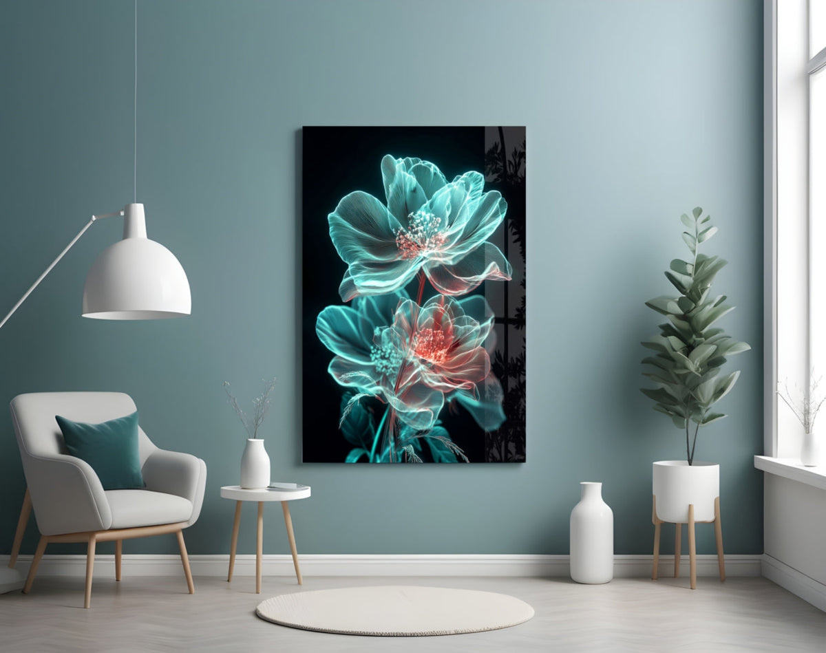 Flowers Blooming in the Light Glass Wall Art || Designer Collection