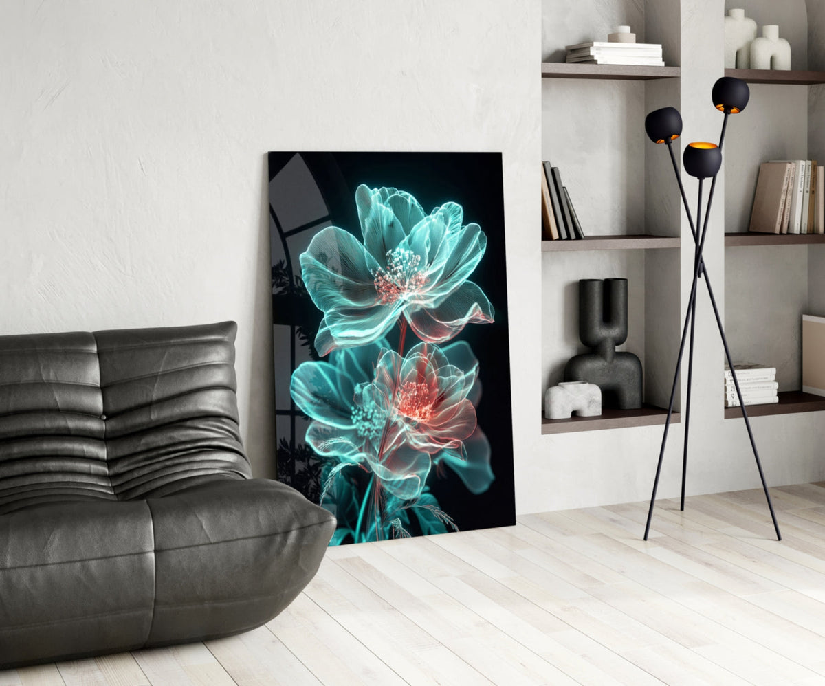 Flowers Blooming in the Light Glass Wall Art || Designer Collection