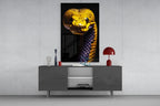 Golden Headed Snake Glass Wall Art || Designer Collection