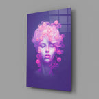 Purple Bubble Crown Sleeping Muse Glass Wall Art