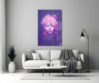 Purple Bubble Crown Sleeping Muse Glass Wall Art