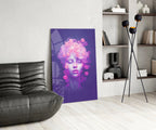 Purple Bubble Crown Sleeping Muse Glass Wall Art