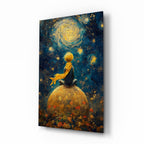 The Little Wanderer: Starry Night Glass Wall Art || Designer Collection