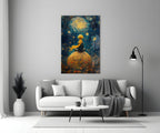 The Little Wanderer: Starry Night Glass Wall Art || Designer Collection