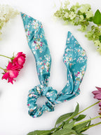 Teal Satin Scarf Scrunchie