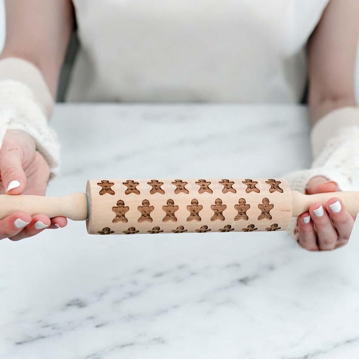 Handmade Wooden Embossed Christmas Rolling Pin Set — Select Your Style & Size