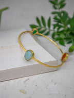 Three Gems Gold Bangle — Select Your Gemstone