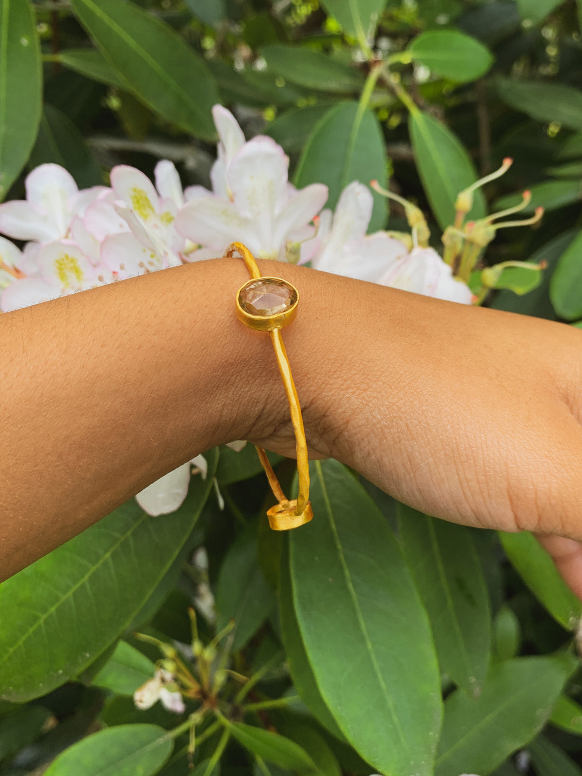 Three Gems Gold Bangle — Select Your Gemstone