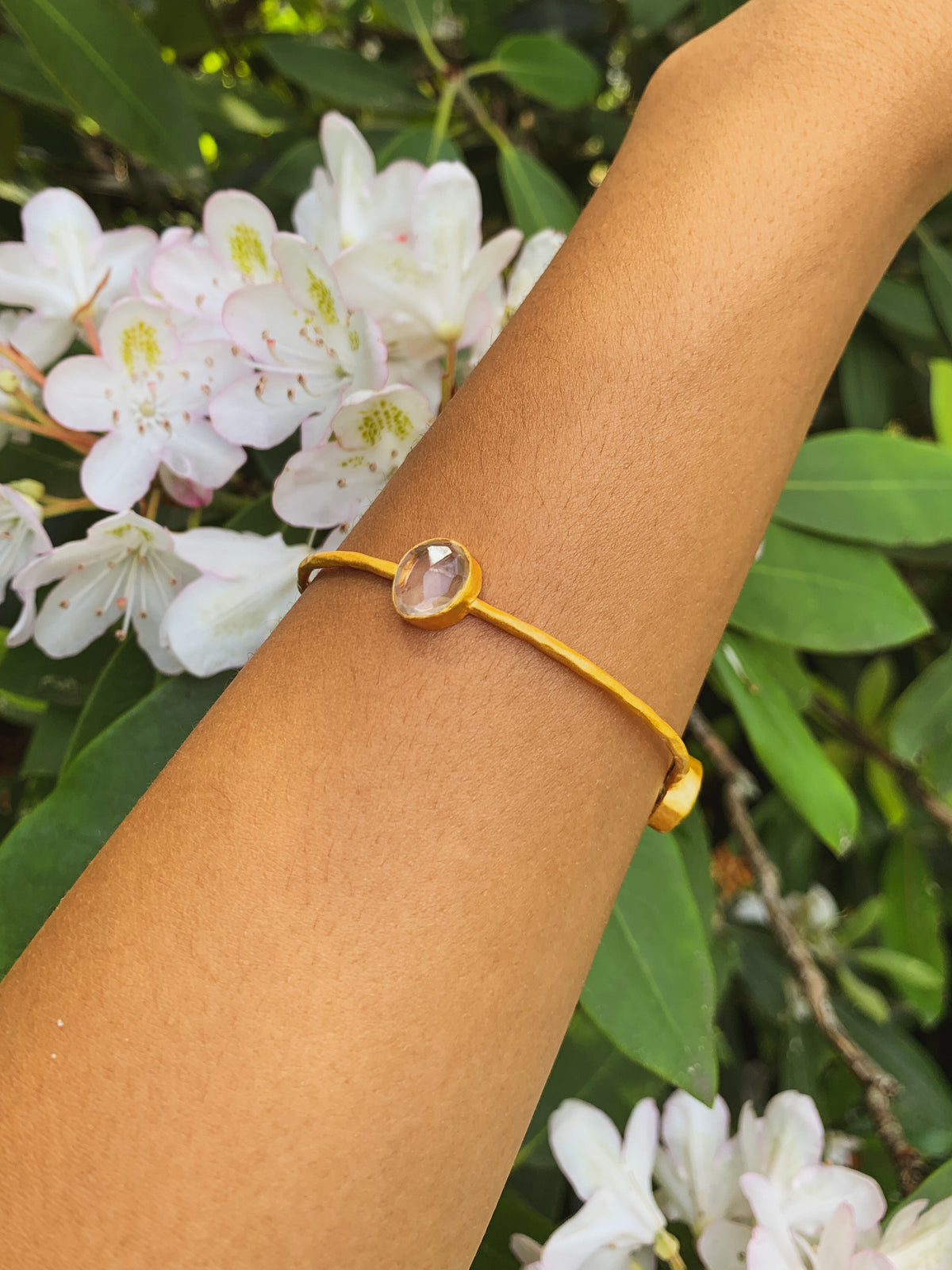 Three Gems Gold Bangle — Select Your Gemstone