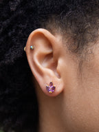 Tri Leaf Stud Earrings — Select Your Gemstone