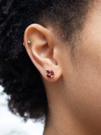 Tri Leaf Stud Earrings — Select Your Gemstone