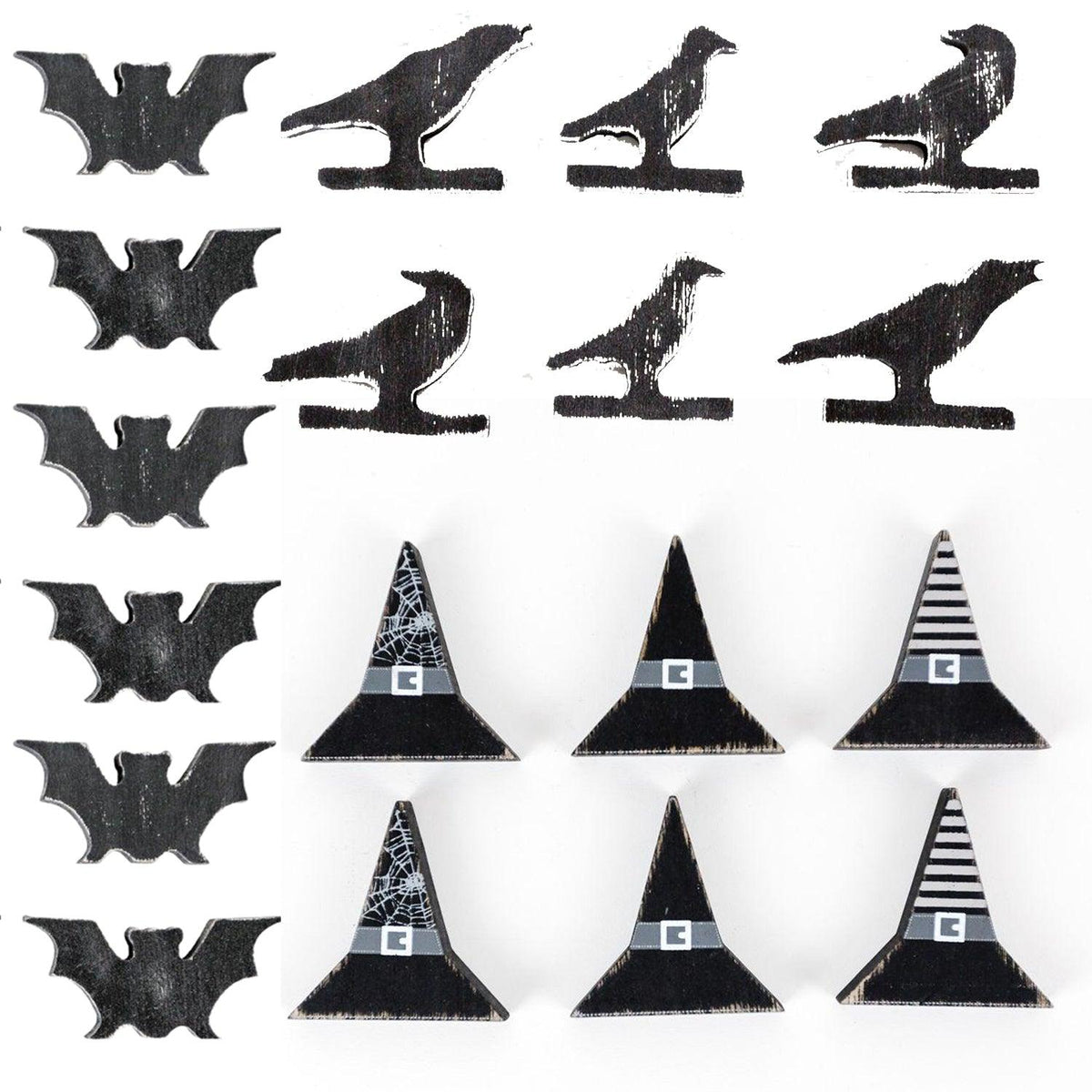 Black Wooden Halloween Decorations - 6 pack — Select Your Shape