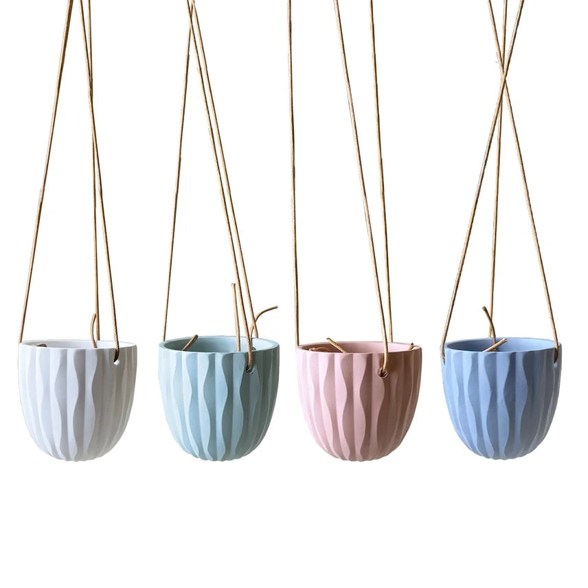 Virago Modern Hanging Planter - Waves — Select Your Color