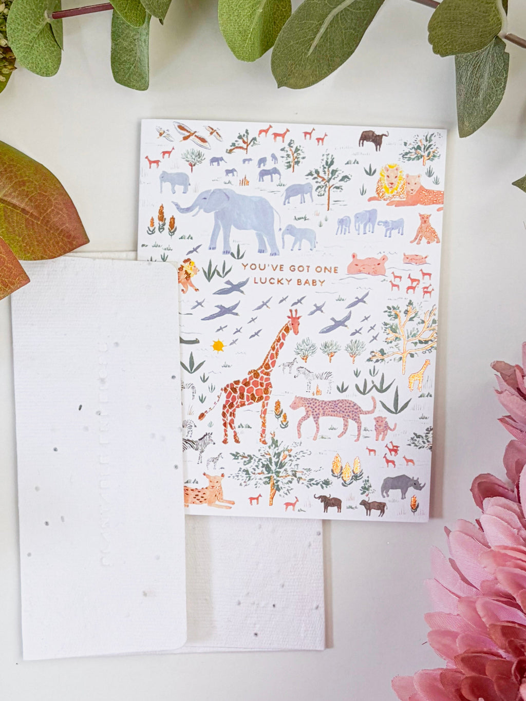 You've Got One Lucky Baby - Seeded Baby Congratulations Card with  PLANTABLE seed paper envelope