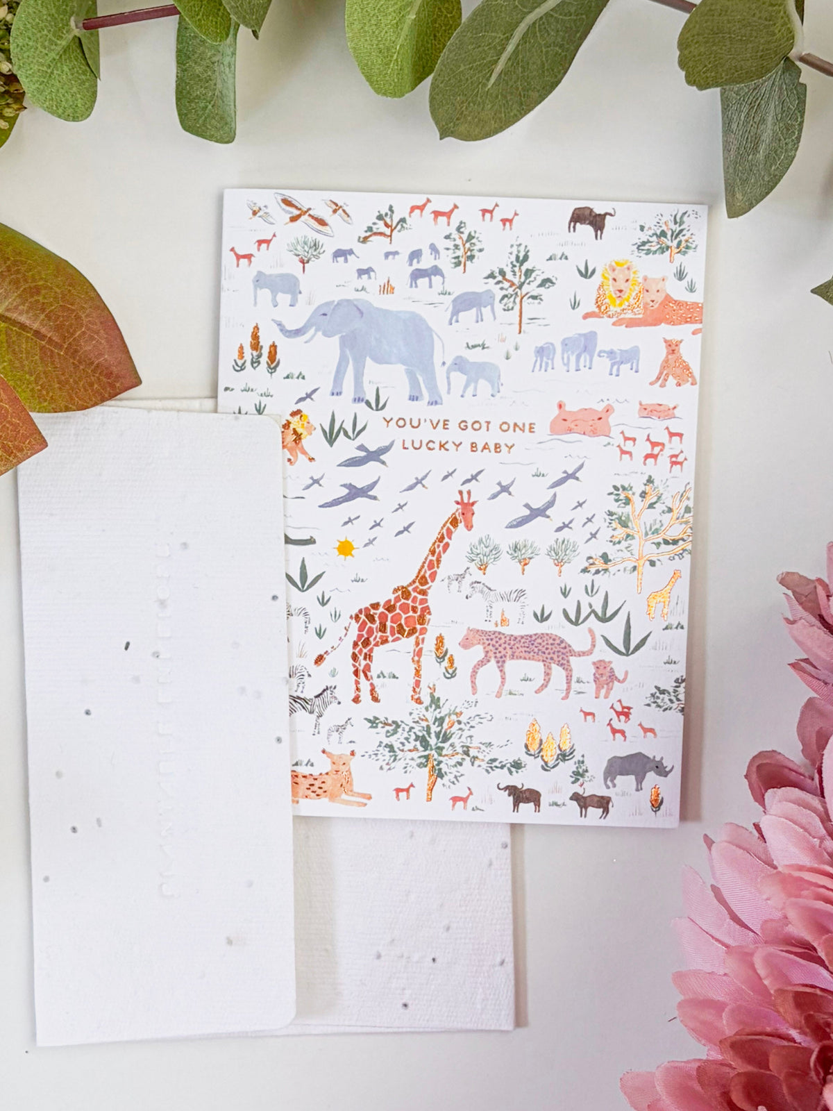 You've Got One Lucky Baby - Seeded Baby Congratulations Card with  PLANTABLE seed paper envelope