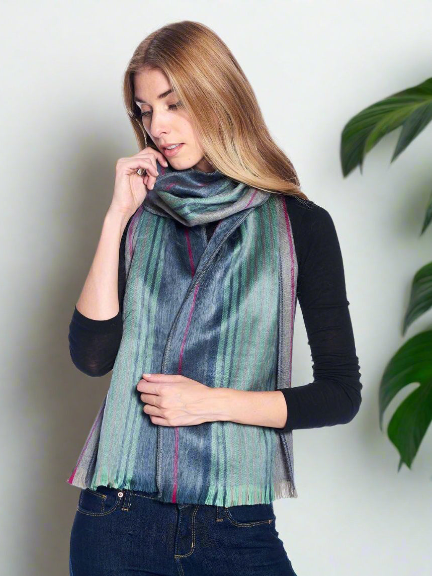 Brushed Alpaca Striped Scarf — Select Your Color