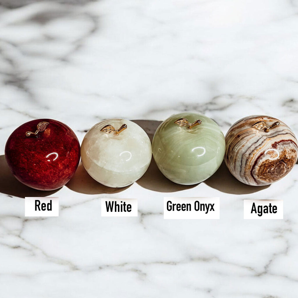 Handcrafted Hand-Polished Stone Apple Paperweight — Select Your Color